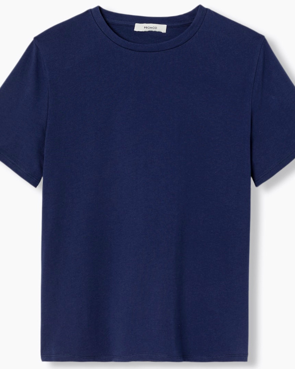 T-shirt uni en coton - Marine