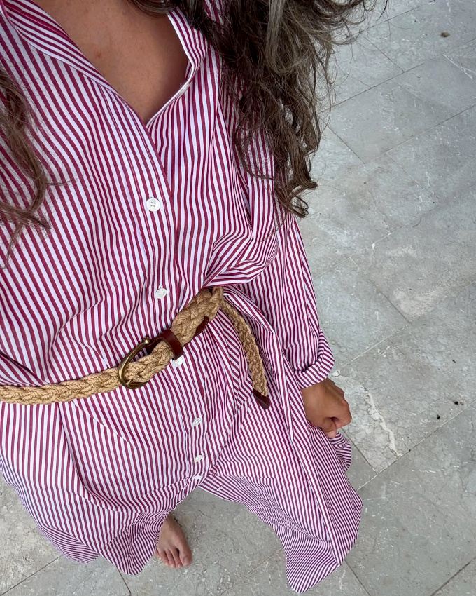 Robe chemise + ceinture en corde tresse = le bon mix
