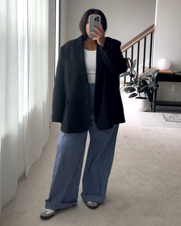 Blazer bleu marine + pantalon bleu ray