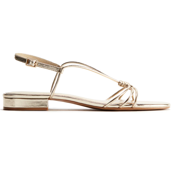 Sandales plates dorées
