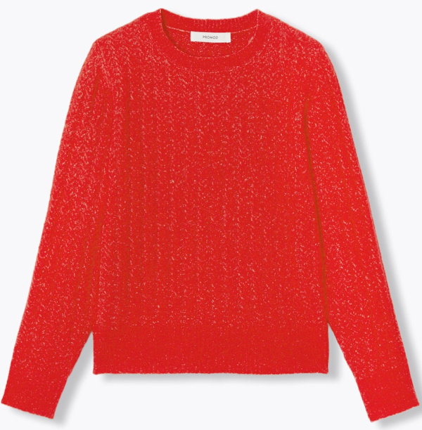Pull torsadé col rond Femme - Rouge