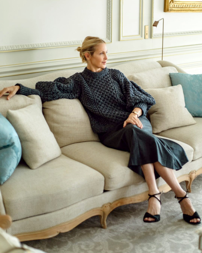 Pull irlandais + jupe midi ultra fminine = le bon mix