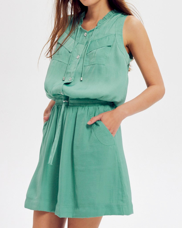 Robe courte en satin Femme - Turquoise