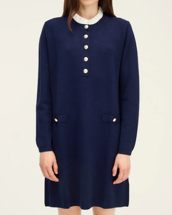 Robe droite à col façon chemisier