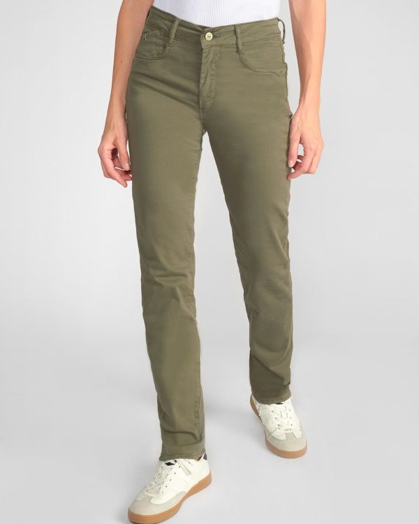 Jeans push-up droite taille haute slim kaki