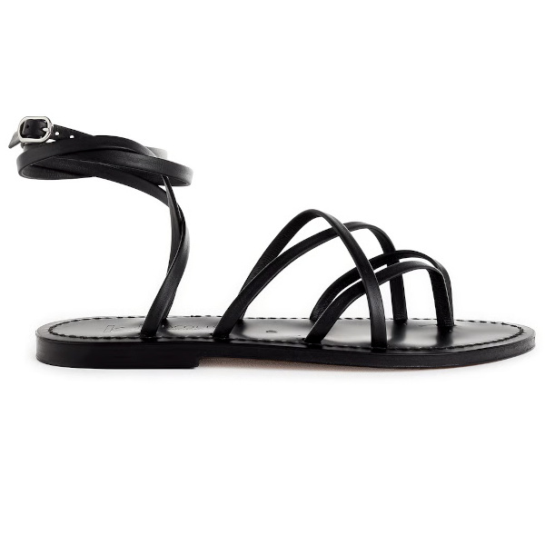 Sandales plates en cuir | Noir