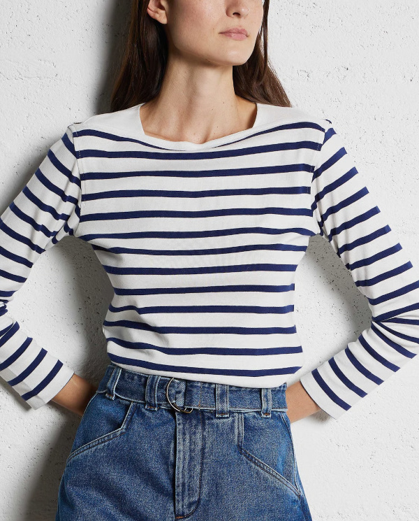 Marinire col bateau en coton katy | Bleu