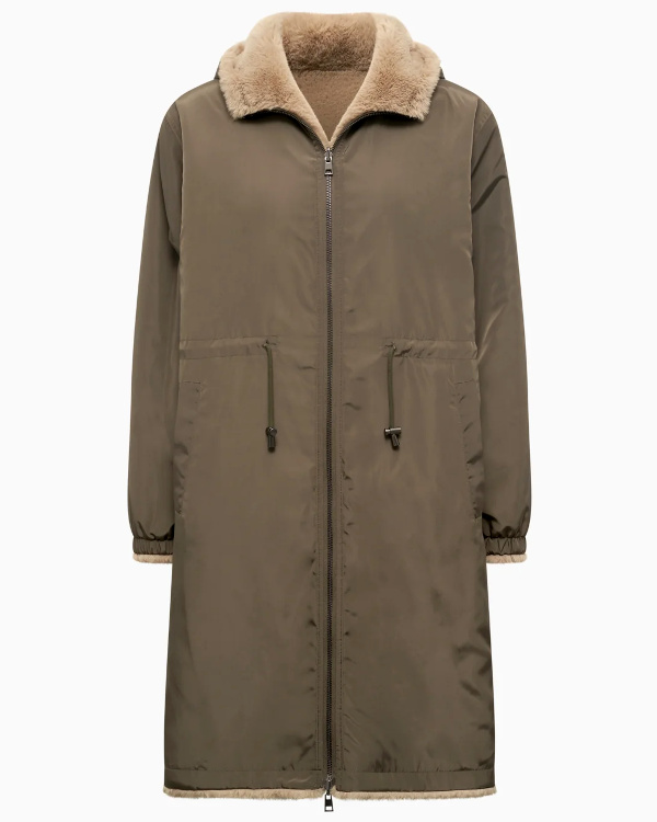 Parka en fausse fourrure rversible kaki