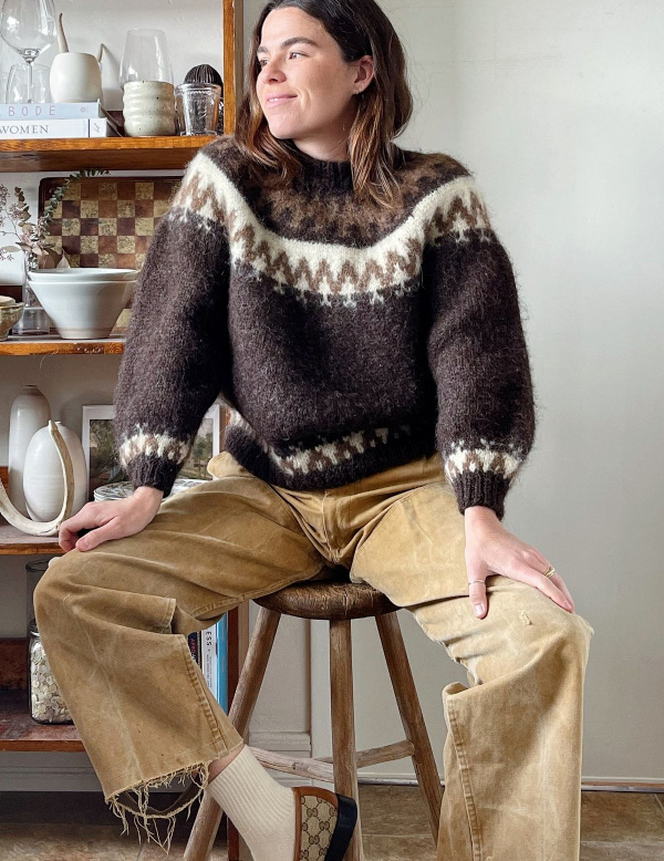 Pull marron + pantalon 7/8