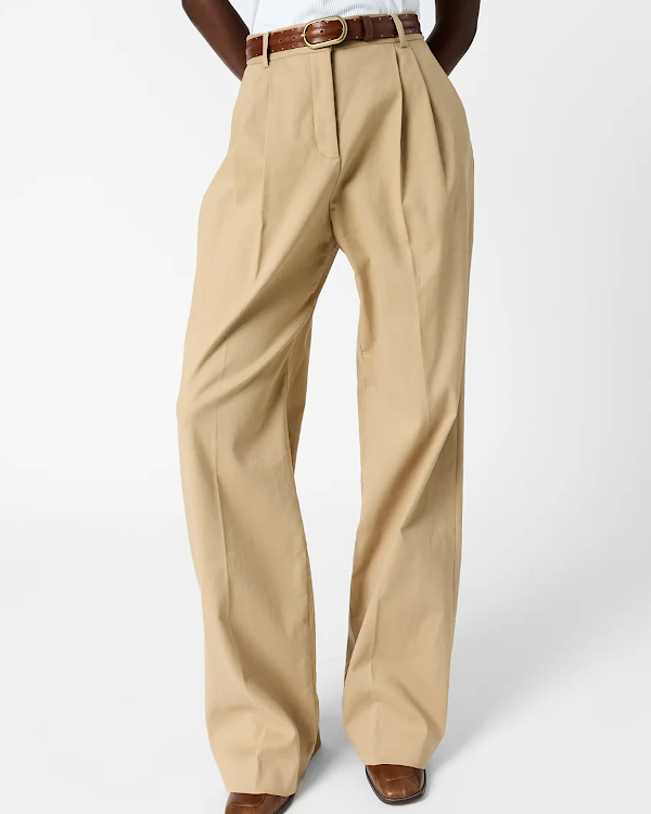 Pantalon en coton à pinces camel