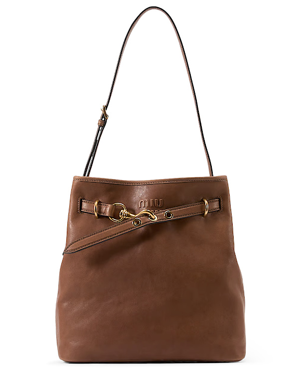 Sac seau en cuir grainé | Marron