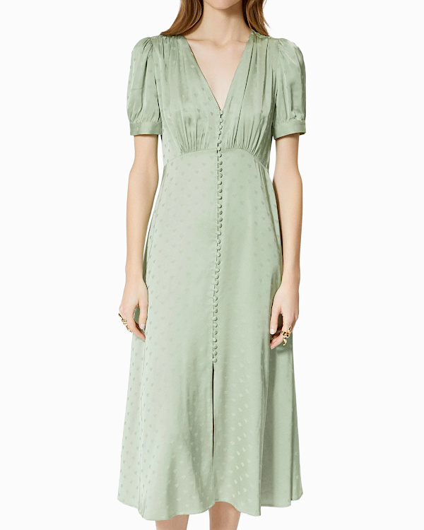 Robe longue jacquard cœur | Vert