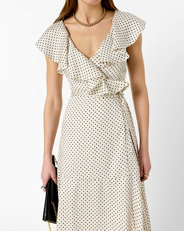 Robe longue portefeuille à pois