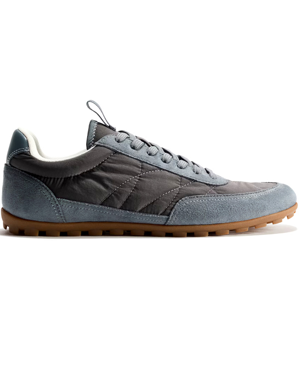 Basket grise en nylon et daim à semelle gomme