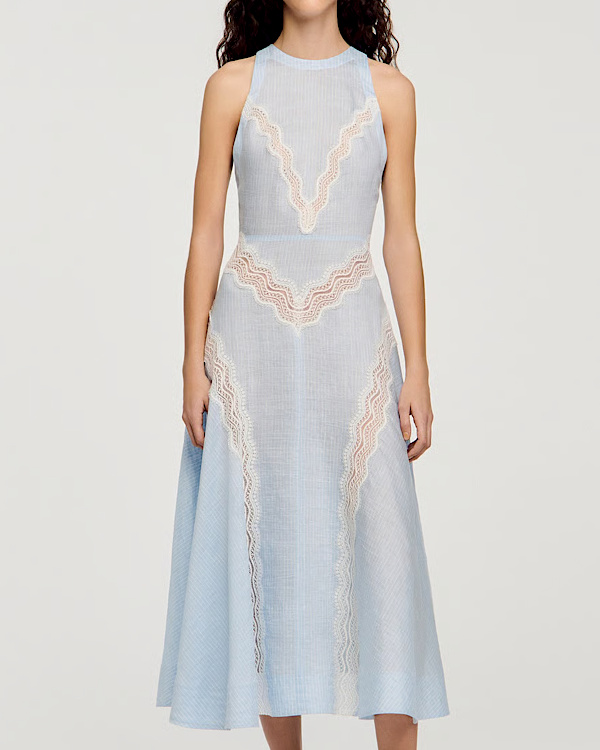 Robe longue en lin mélangé | Bleu