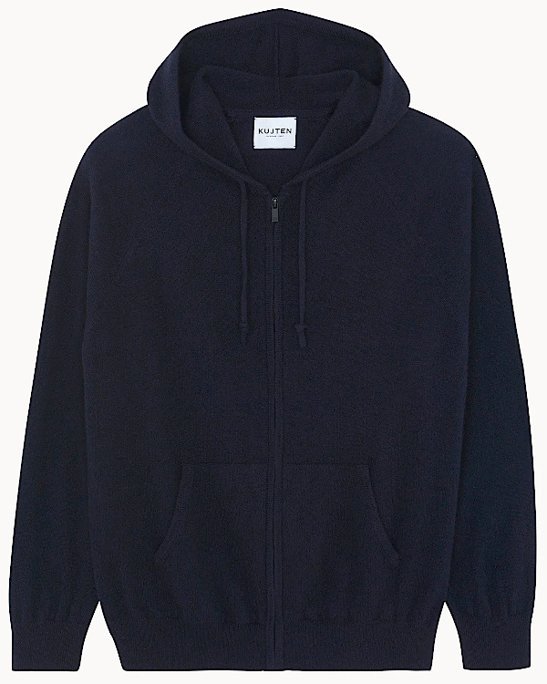 Gilet à capuche bleu marine zippé avec poches et cordons de serrage