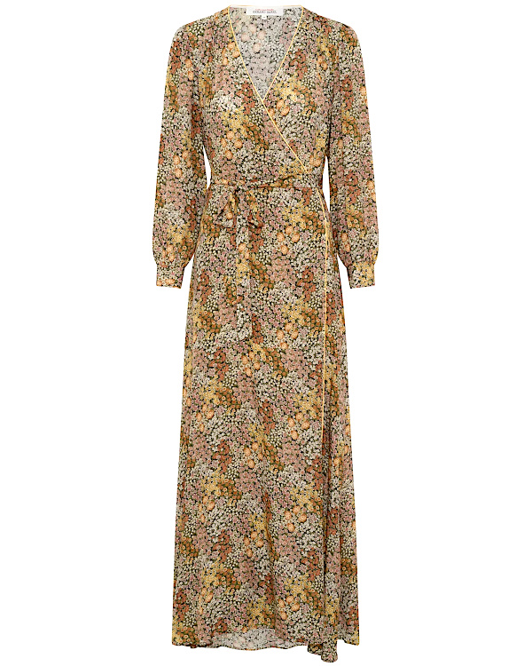 Robe longue portefeuille à fleurs