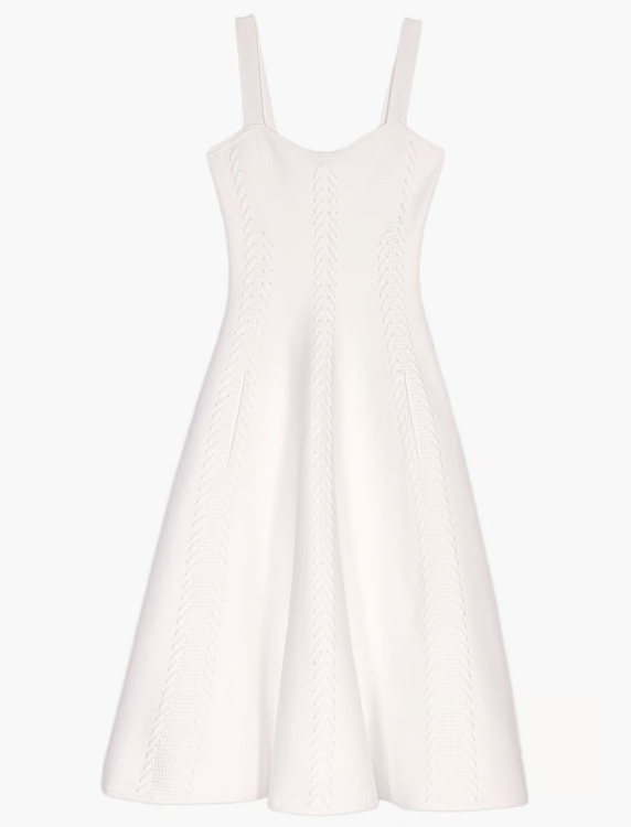 Robe midi patineuse à bretelles | Blanc