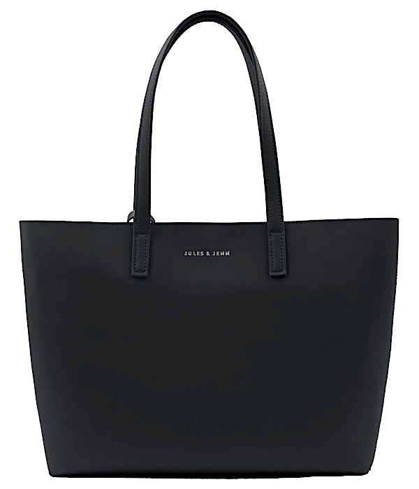 Black leather tote bag