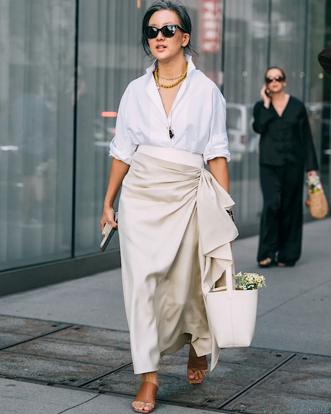 Chemise + jupe façon paréo = le bon mix