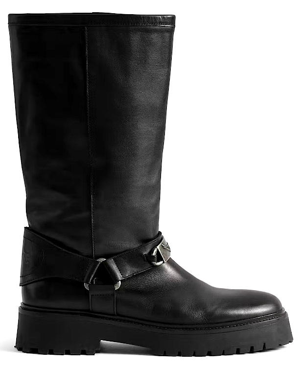 Bottines en cuir d'inspiration biker à harnais ornés de gourmettes